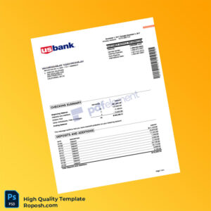 USA US Bank Bank Statement Template in Word and PDF formats 4 page
