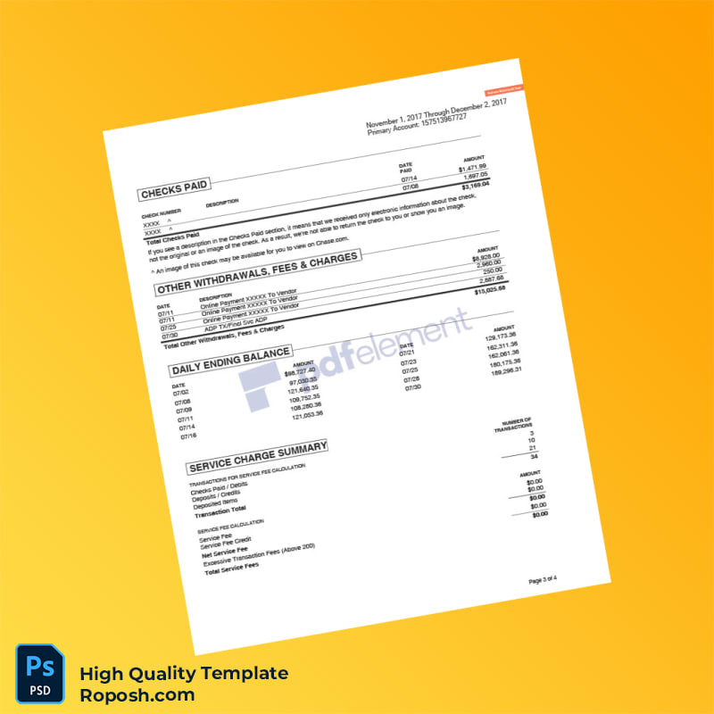 USA US Bank Bank Statement Template in Word and PDF formats 4 page USA US Bank Bank Statement Template in Word and PDF formats 4 page