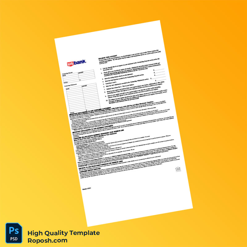 USA US Bank Business Statement Template in Word and PDF formats 4 page USA US Bank Business Statement Template in Word and PDF formats 4 page