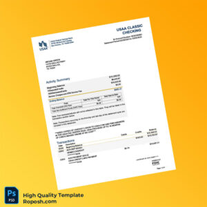 USA USAA Federal Savings Bank Bank Statement Template in Word and PDF formats 4 page USA USAA Federal Savings Bank Bank Statement Template in Word and PDF formats 4 page