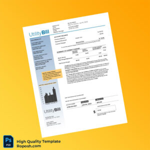USA UtilityBill Editable Residential Bill Template in Word and PDF formats 2 page