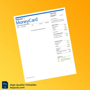 USA Walmart Money Card Bank Statement Template in Word and PDF formats 3 page