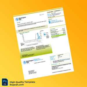 USA Washington Gas Editable Natural Gas Bill Template in Word and PDF formats 2 page