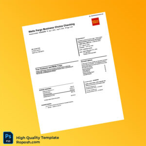 USA Wells Fargo Business Bank Statement Template in Word and PDF formats 6 page