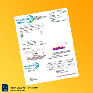 USA Woodlands Water Editable Water Bill Template in Word and PDF formats