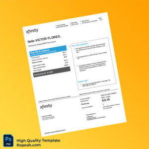 USA XFINITY Editable Utility Bill Template in Word and PDF formats