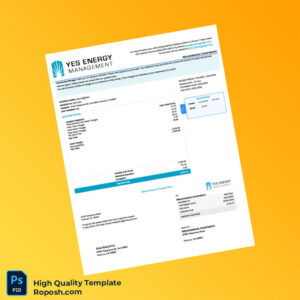 USA YES Energy Management Editable Utility Billing Statement Template in Word and PDF formats 2 page