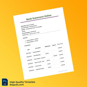 Uganda Bank Of Uganda Bank Statement Template in Word and PDF formats 2 page