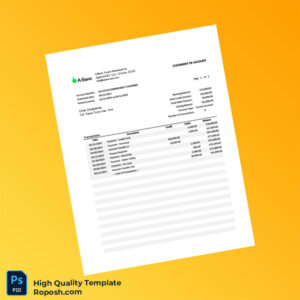Ukraine ABANK Bank Statement Template in Word and PDF formats 3 page