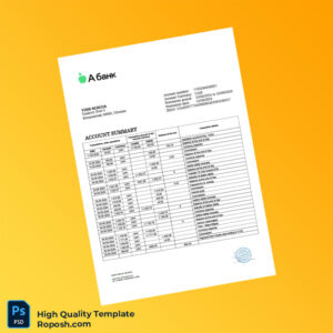 Ukraine Bank Statement Template in Word and PDF formats 2 page
