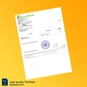 Ukraine PrivatBank Bank Statement Template in Word and PDF formats