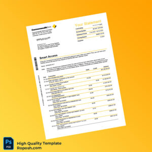 United Arab Emirates Commonwealth Bank Statement Template in Word and PDF formats