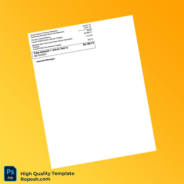 United Kingdom PG E Editable Utility Bill Template in Word and PDF formats 3 page