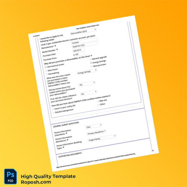 United States Editable Rebate Form Template in Word and PDF formats 3 page