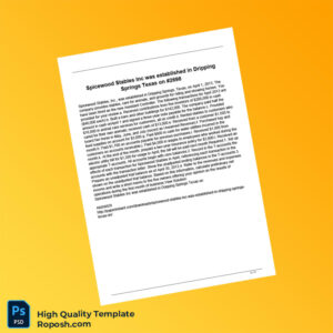 United States Spicewood Stables Inc Editable Revenue Document Template in Word and PDF formats