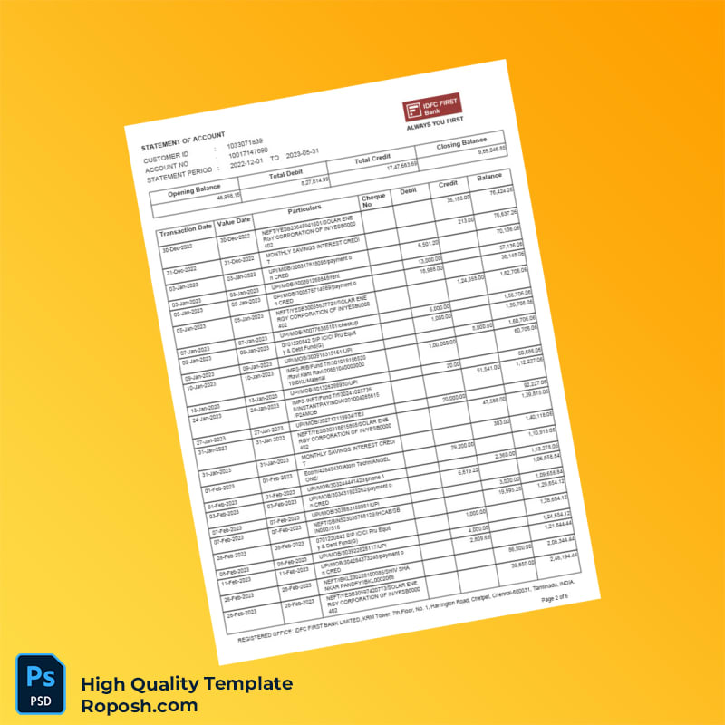 Unknown Bank Statement Template in Word and PDF formats 6 page Unknown Bank Statement Template in Word and PDF formats 6 page