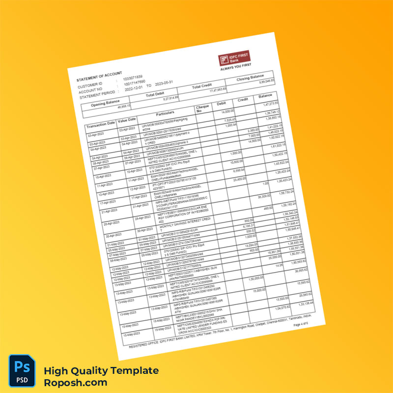 Unknown Bank Statement Template in Word and PDF formats 6 page Unknown Bank Statement Template in Word and PDF formats 6 page