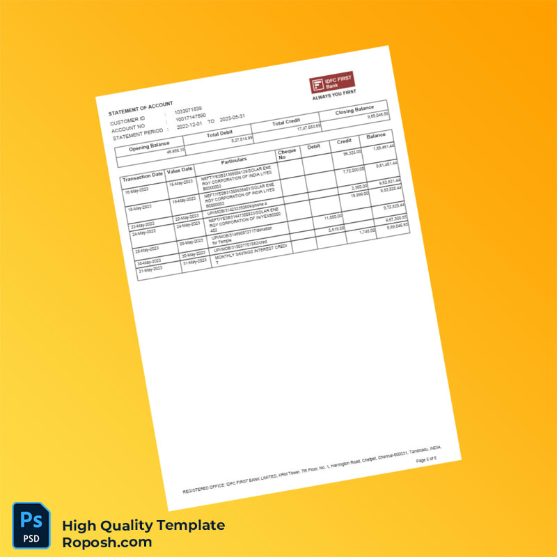 Unknown Bank Statement Template in Word and PDF formats 6 page Unknown Bank Statement Template in Word and PDF formats 6 page