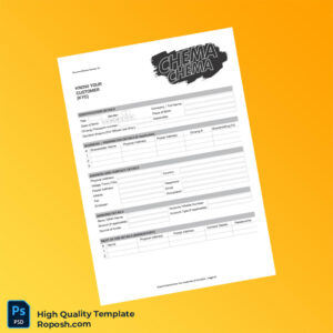Unknown Editable KYC Template in Word and PDF formats 2 page