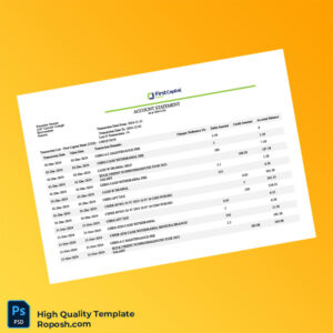 Zimbabwe Bank Statement Template in Word and PDF formats 2 page