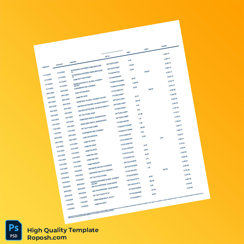 Zimbabwe Nostro FCA Domestic Retail Bank Statement Template in Word and PDF formats 3 page Zimbabwe Nostro FCA Domestic Retail Bank Statement Template in Word and PDF formats 3 page
