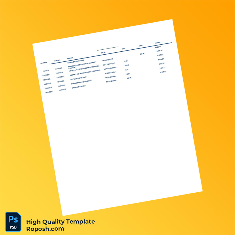 Zimbabwe Nostro FCA Domestic Retail Bank Statement Template in Word and PDF formats 3 page Zimbabwe Nostro FCA Domestic Retail Bank Statement Template in Word and PDF formats 3 page
