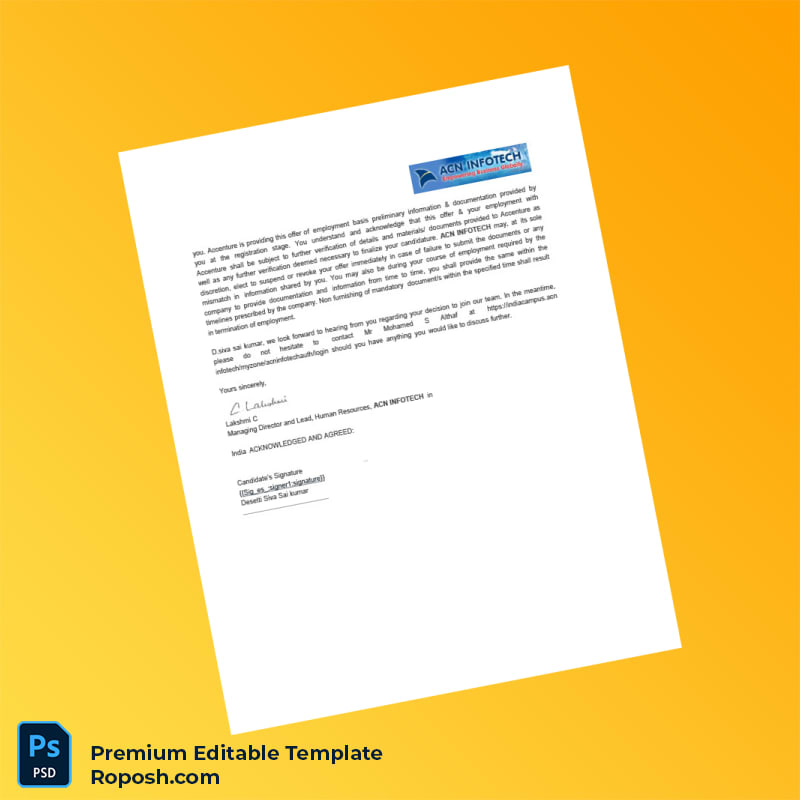Customizable Acn Infotech Employment Verification Letter Word & PDF Template 6 page Customizable Acn Infotech Employment Verification Letter Word & PDF Template 6 page