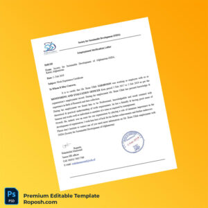Customizable Afghanistan Society for Sustainable Development Employment Verification Letter Word & PDF Template 2 page