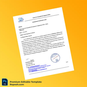 Customizable Afghanistan Society for Sustainable Development Employment Verification Letter Word & PDF Template