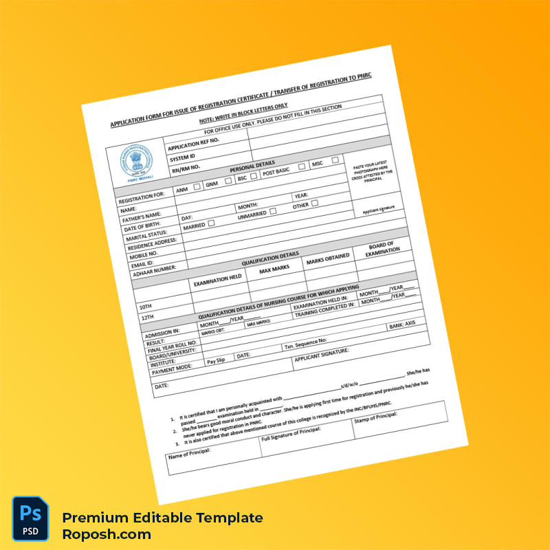 Customizable Application Form for Issue of Registration Certificate Editable Word & PDF Template 4 page Customizable Application Form for Issue of Registration Certificate Editable Word & PDF Template 4 page