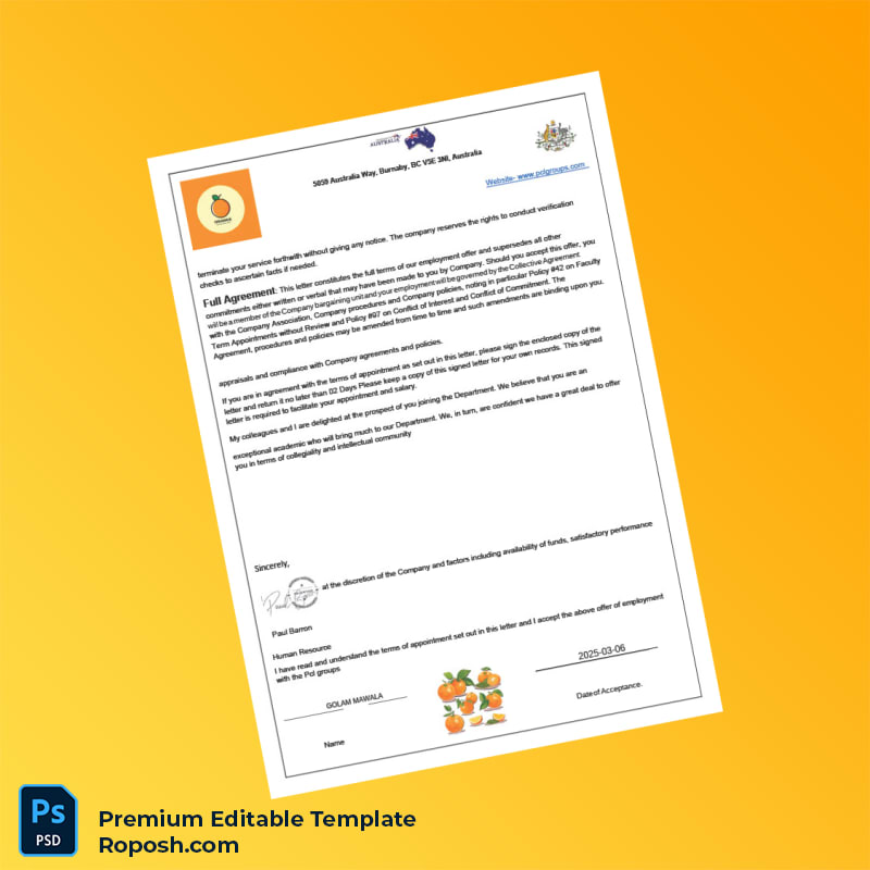 Customizable Australia Cardriving Employment Verification Letter Word & PDF Template 3 page Customizable Australia Cardriving Employment Verification Letter Word & PDF Template 3 page