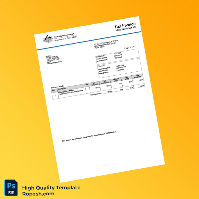 Australia Invoice Template in Word and PDF formats Australia Invoice Template in Word and PDF formats