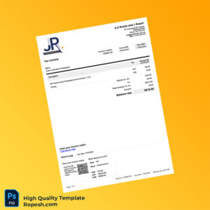 Australia Jordan Roach Photography Invoice Template in Word and PDF formats