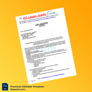 Customizable Australia RTS Company Employment Confirmation Letter Word & PDF Template 3 page