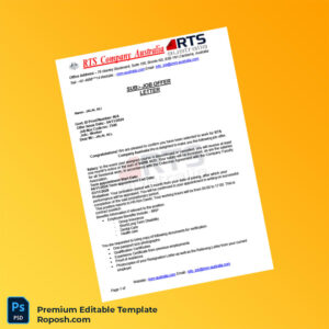 Customizable Australia RTS Company Employment Verification Letter Word & PDF Template 3 page