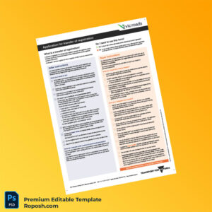 Customizable Australia VicRoads Vehicle Registration Transfer Application Editable Word & PDF Template 6 page Customizable Australia VicRoads Vehicle Registration Transfer Application Editable Word & PDF Template 6 page