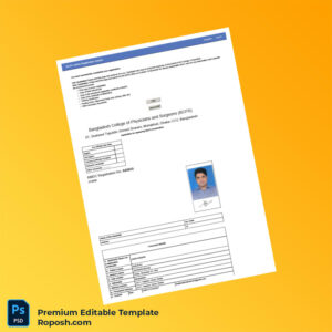 Customizable Bangladesh BCPS Registration Certificate Editable Word & PDF Template 2 page