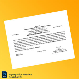 Bangladesh Directorate of Social Service Registration Certificate Template in Word and PDF formats Bangladesh Directorate of Social Service Registration Certificate Template in Word and PDF formats