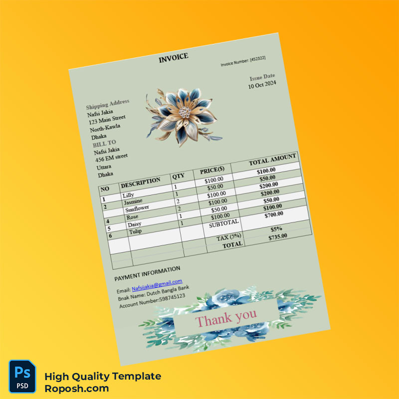 Bangladesh Invoice Template in Word and PDF formats Bangladesh Invoice Template in Word and PDF formats