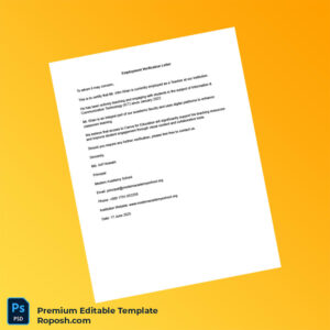 Customizable Bangladesh Modern Academy School Employment Verification Letter Word & PDF Template