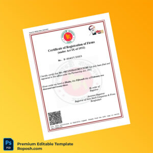 Customizable Bangladesh Registrar of Joint Stock Companies Firms Business Registration Certificate Editable Word & PDF Template Customizable Bangladesh Registrar of Joint Stock Companies Firms Business Registration Certificate Editable Word & PDF Template