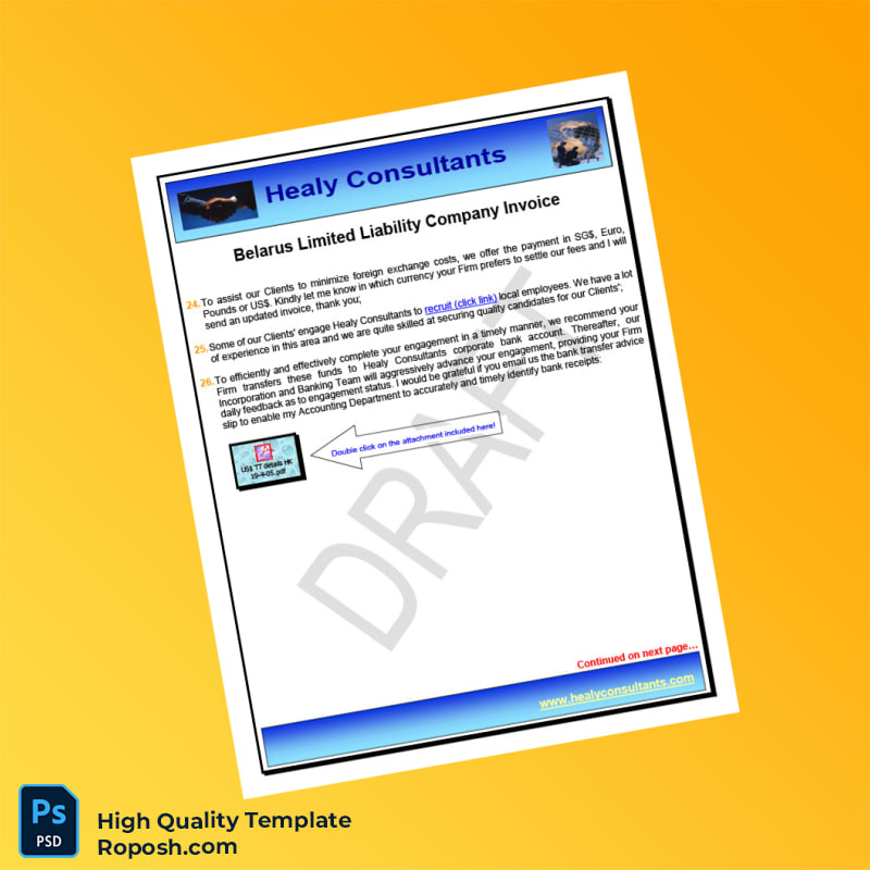 Belarus Healy Consultants Invoice Template in Word and PDF formats 8 page Belarus Healy Consultants Invoice Template in Word and PDF formats 8 page