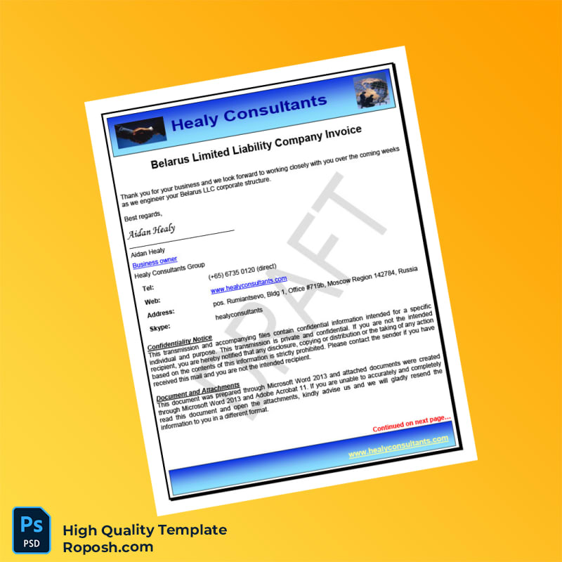 Belarus Healy Consultants Invoice Template in Word and PDF formats 8 page Belarus Healy Consultants Invoice Template in Word and PDF formats 8 page