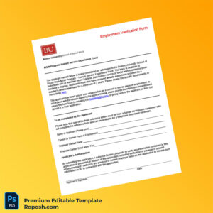 Customizable Boston University Employment Verification Letter Word & PDF Template 2 page