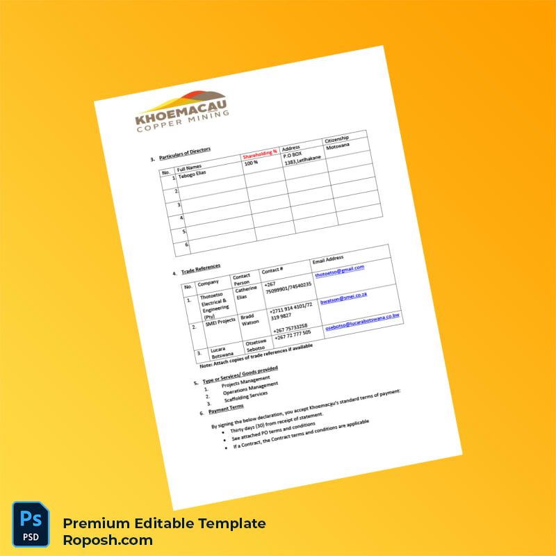 Customizable Botswana Bridgegap Investments Pty Ltd Business Registration Certificate Editable Word & PDF Template 3 page Customizable Botswana Bridgegap Investments Pty Ltd Business Registration Certificate Editable Word & PDF Template 3 page