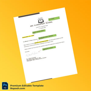 Customizable Brazil ABC Elementary School Employment Verification Letter Word & PDF Template