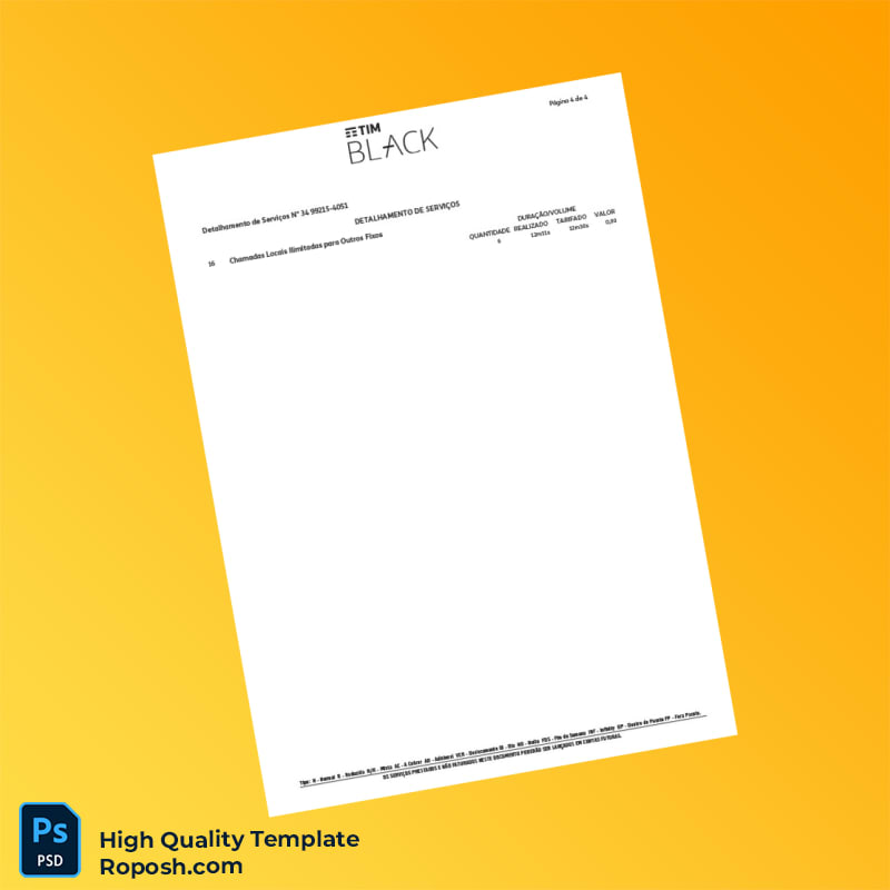 Brazil TIM Invoice Template in Word and PDF formats 6 page Brazil TIM Invoice Template in Word and PDF formats 6 page