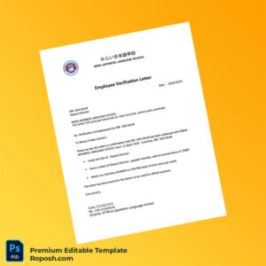 Customizable Cambodia Mirai Japanese Language School Employment Verification Letter Word & PDF Template 2 page