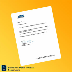 Customizable Canada CMI Heavy Industries Employment Verification Letter Word & PDF Template