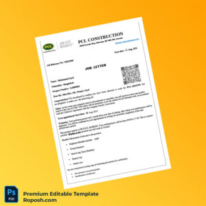 Customizable Canada PCL GROUPS Employment Verification Letter Word & PDF Template 3 page